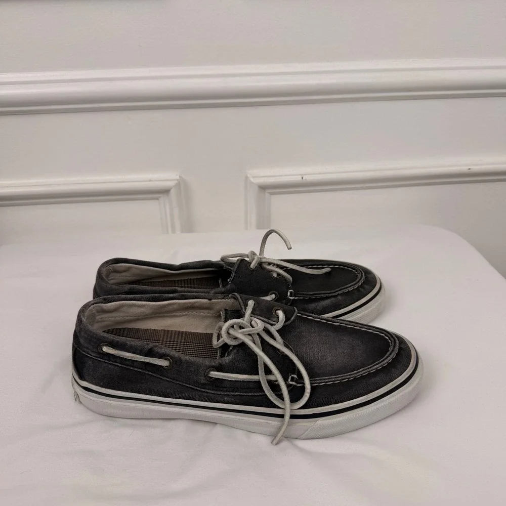 Sperry Top-Sider Bahama Mens 8.5M Black Canvas Boat Shoe Sneakers L12-CH171